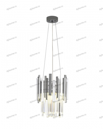 Candelabru LED cristal design argint Diametru 270 mm cu telecomanda, dimabila, 24W [3]