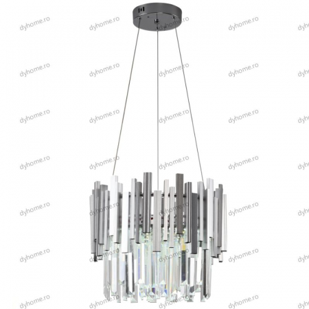 Candelabru LED cristal design argint Diametru 400 mm cu telecomanda, dimabila, 52W [3]