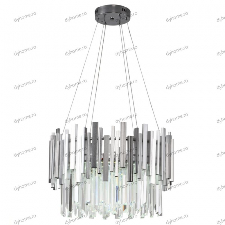 Candelabru LED cristal design argint Diametru 500 mm cu telecomanda, dimabila, 76W [3]