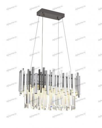 Candelabru LED cristal design argint Diametru 600 mm cu telecomanda, dimabila, 52W [3]