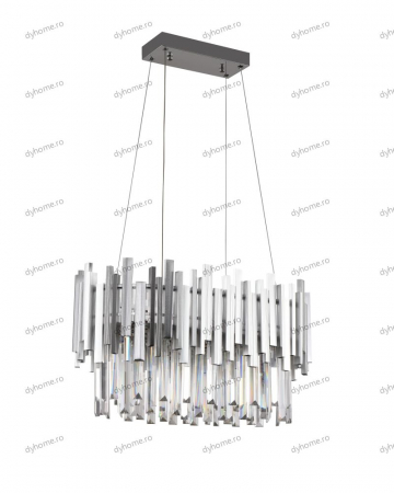 Candelabru LED cristal design argint Diametru 600 mm cu telecomanda, dimabila, 52W [1]