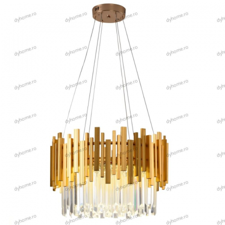 Candelabru LED cristal design auriu Diametru 500 mm cu telecomanda, dimabila, 76W [4]