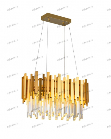 Candelabru LED cristal design auriu Diametru 600 mm cu telecomanda, dimabila, 52W [2]