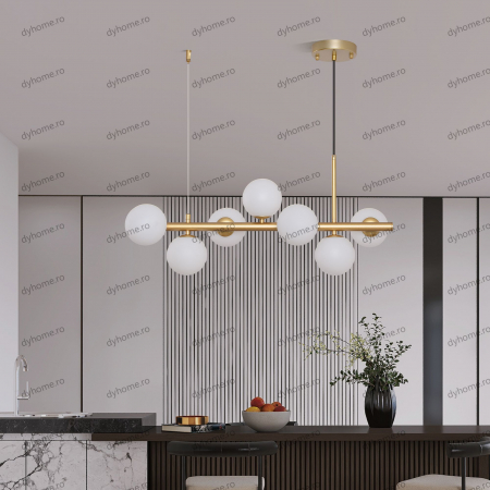 Candelabre & Cristale - Candelabru sfera design auriu, 7*G9, 70W