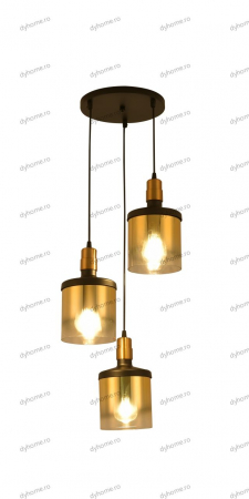 Candelabru sticla abajur negru, E27*3 [3]