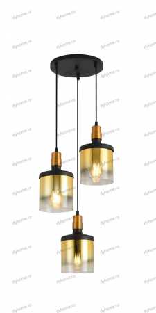 Candelabru sticla abajur negru, E27*3 [2]