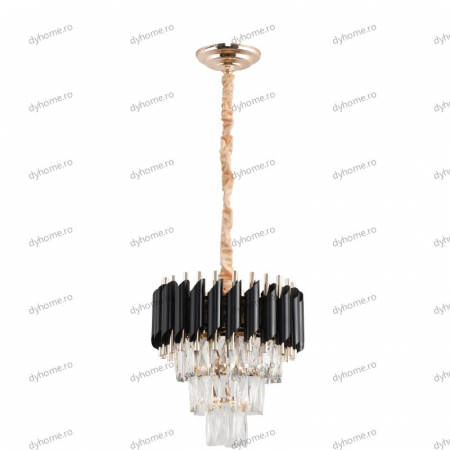 Lustra candelabru cristal design negru, Diametru 300 mm transparent cristal,  3*E14 [1]