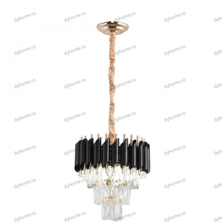 Lustra candelabru cristal design negru, Diametru 300 mm transparent cristal,  3*E14 [3]