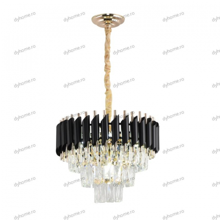 Lustra candelabru cristal design negru, Diametru 400 mm transparent cristal,  7*E14 [4]