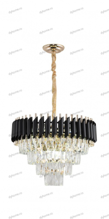 Lustra candelabru cristal design negru, Diametru 500 mm transparent cristal,  9*E14 [4]