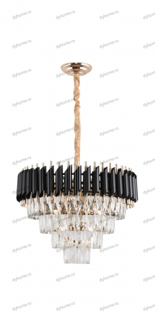 Lustra candelabru cristal design negru, Diametru 500 mm transparent cristal,  9*E14 [1]