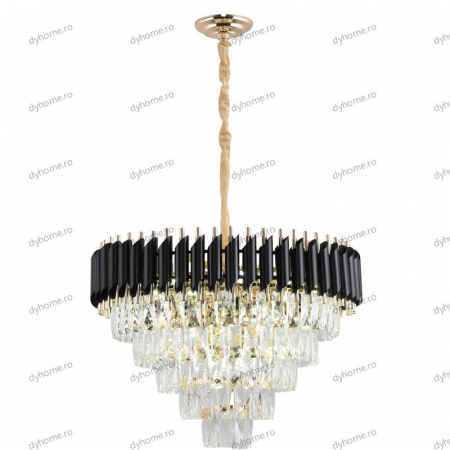 Lustra candelabru cristal design negru, Diametru 600 mm transparent cristal,  9*E14 [4]