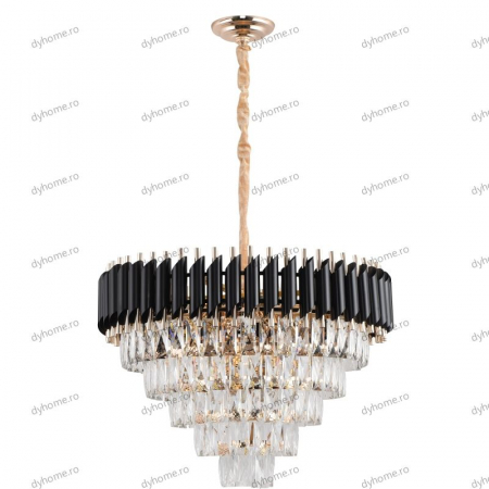 Lustra candelabru cristal design negru, Diametru 600 mm transparent cristal,  9*E14 [1]