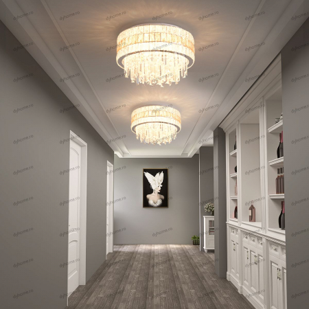 Candelabre & Cristale - Lustra cristal circular design, Diametru 500 mm, telecomanda, E14x11