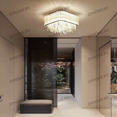 Candelabre & Cristale - Lustra cristal partrat design, Diametru 500 mm, telecomanda, E14x12