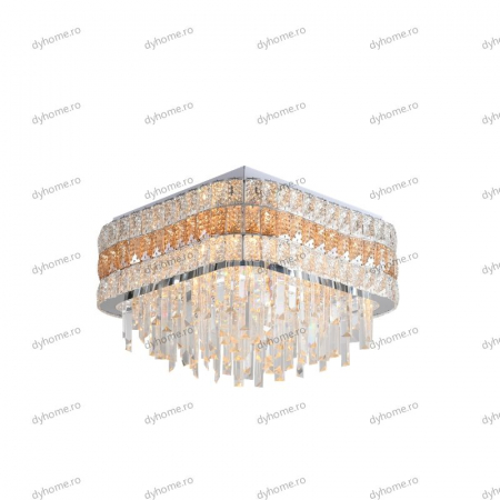 Lustra cristal partrat design, Diametru 500 mm, telecomanda, E14x12 [5]