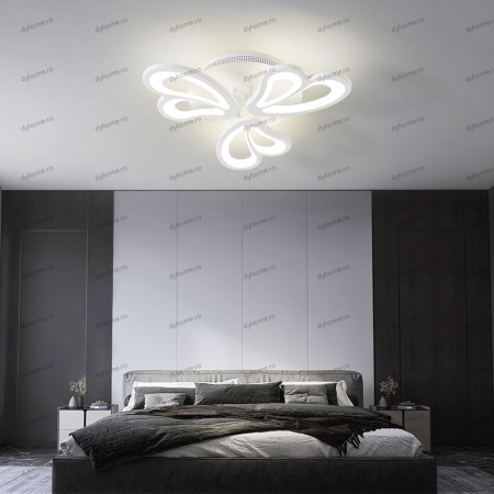 Corpuri De Iluminat - Lustra LED butterfly design alb cu telecomanda, intensitate reglabila,72W
