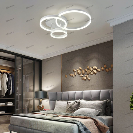 Lustra LED circular design alb cu telecomanda, dimabila, 112W