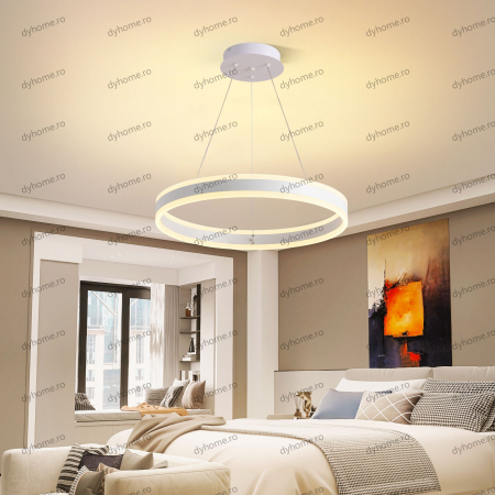 Lustra LED circular design alb cu telecomanda, dimabila, 124W [3]