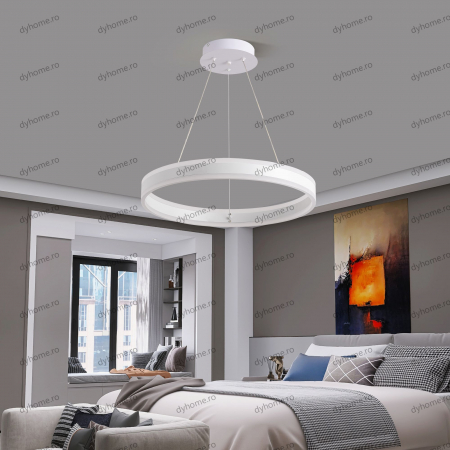 Candelabre & Cristale - Lustra LED circular design alb cu telecomanda, dimabila, 124W
