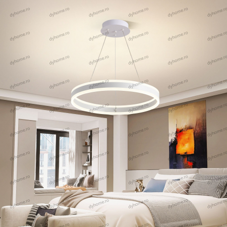 Lustra LED circular design alb cu telecomanda, dimabila, 124W [2]