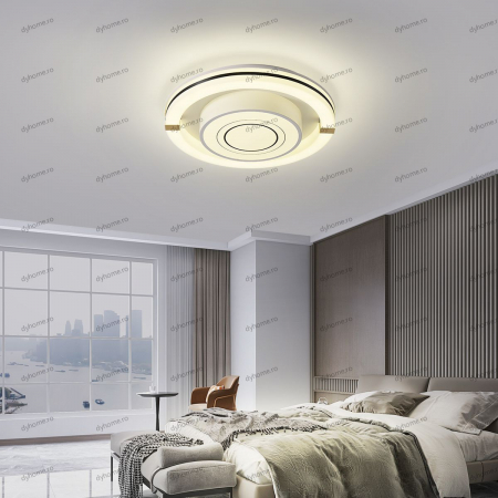 Corpuri De Iluminat - Lustra LED circular design alb cu telecomanda, dimabila, 124W