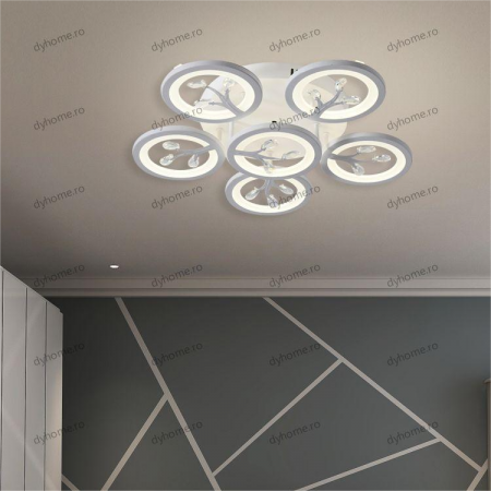Corpuri De Iluminat - Lustra LED circular design alb cu telecomanda, dimabila, 144W