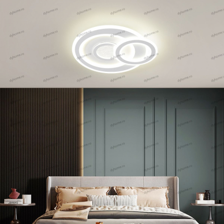 Corpuri De Iluminat - Lustra LED circular design alb cu telecomanda, dimabila, 146W