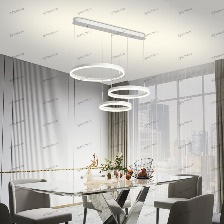 Candelabre & Cristale - Lustra LED circular design alb cu telecomanda, dimabila, 150W