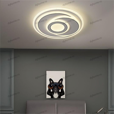 Corpuri De Iluminat - Lustra LED circular design alb cu telecomanda, dimabila, 174W