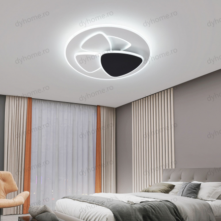 Corpuri De Iluminat - Lustra LED circular design Alb si Negru cu telecomanda, dimabila, 126W