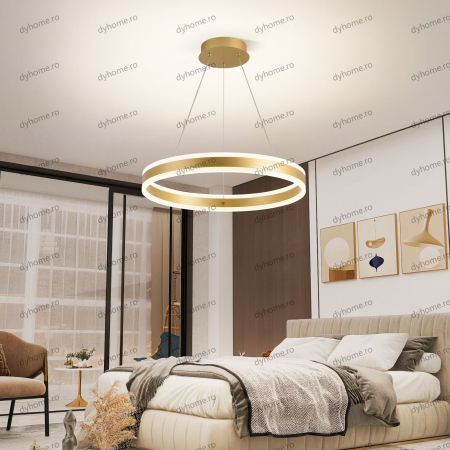 Lustra LED circular design auriu cu telecomanda, dimabila, 124W [2]