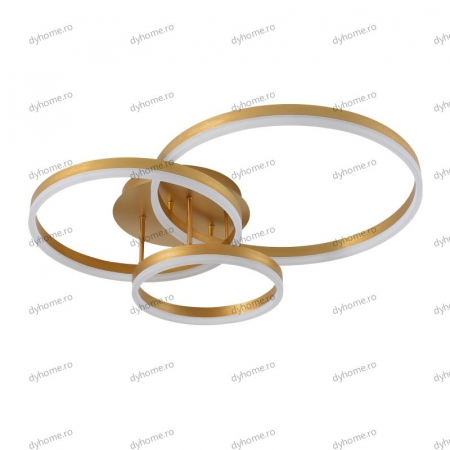 Lustra LED circular design auriu cu telecomanda, dimabila, 154W [1]