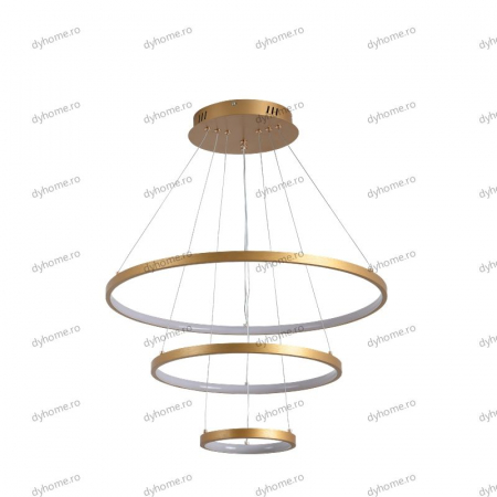 Lustra LED circular design auriu cu telecomanda, dimabila, 154W [1]