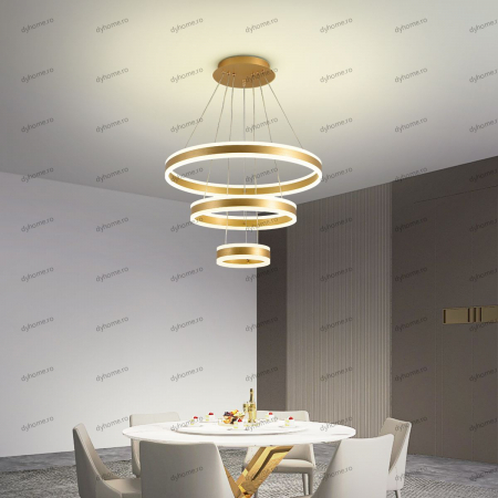 Candelabre & Cristale - Lustra LED circular design auriu cu telecomanda, dimabila, 328W