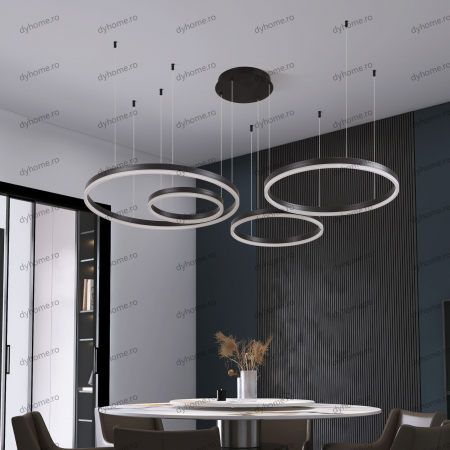 Lustra LED circular design negru cu telecomanda, dimabila, 226W [1]