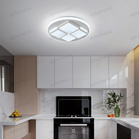 Corpuri De Iluminat - Lustra LED circular design Gri si Alb cu telecomanda, dimabila, Diametru 500 mm, 96W