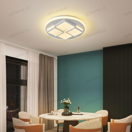Lustra LED circular design Gri si Alb cu telecomanda, dimabila, Diametru 500 mm, 96W [2]