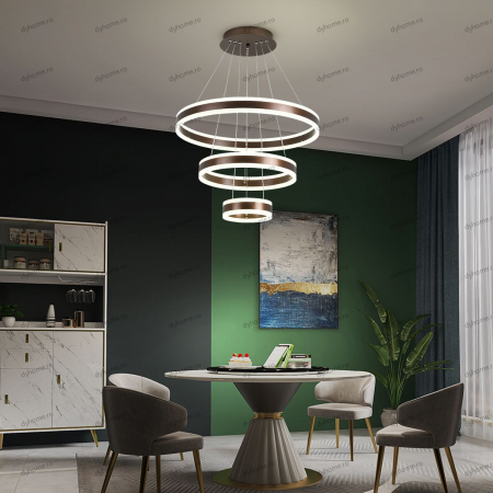 Pendule - Lustra LED circular design maro cu telecomanda, dimabila, 328W