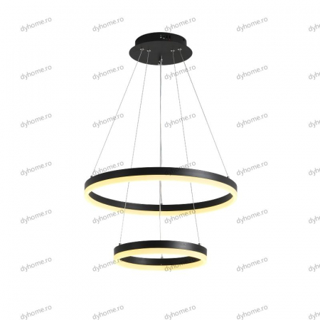 Lustra LED circular design negru cu telecomanda, dimabila, 102W [2]