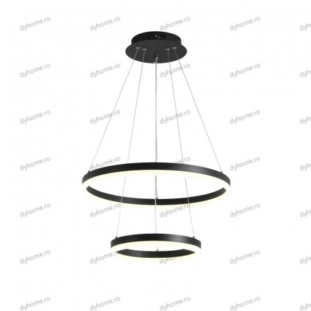 Lustra LED circular design negru cu telecomanda, dimabila, 102W [3]