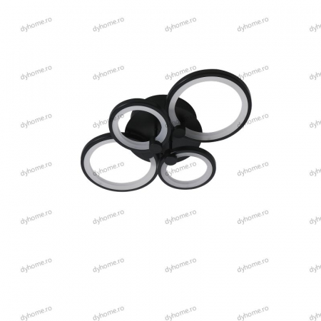 Lustra LED circular design negru cu telecomanda, dimabila, 112W [1]