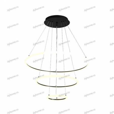 Lustra LED circular design negru cu telecomanda, dimabila, 138W [3]