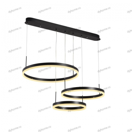 Lustra LED circular design negru cu telecomanda, dimabila, 150W [2]