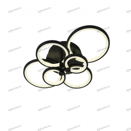 Lustra LED circular design negru cu telecomanda, dimabila, 196W [3]