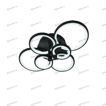 Lustra LED circular design negru cu telecomanda, dimabila, 196W [4]