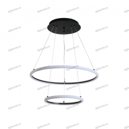 Lustra LED circular design negru cu telecomanda, dimabila, 92W [1]