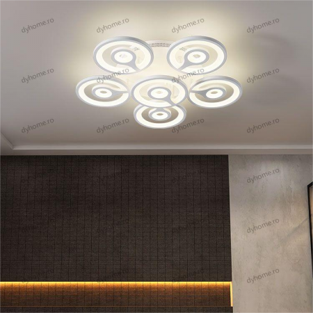 Lustra LED concentric design alb cu telecomanda, dimabila, 204W