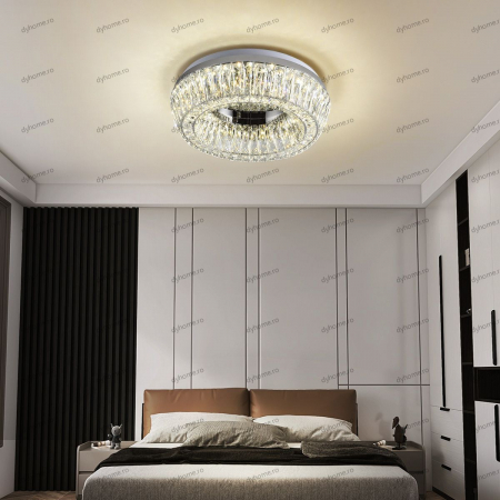 Candelabre & Cristale - Lustra LED cristal circular design, 500mm, telecomanda, dimabila, 200W
