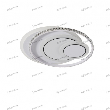 Lustra LED cristal circular design alb cu telecomanda, dimabila, 180W [1]